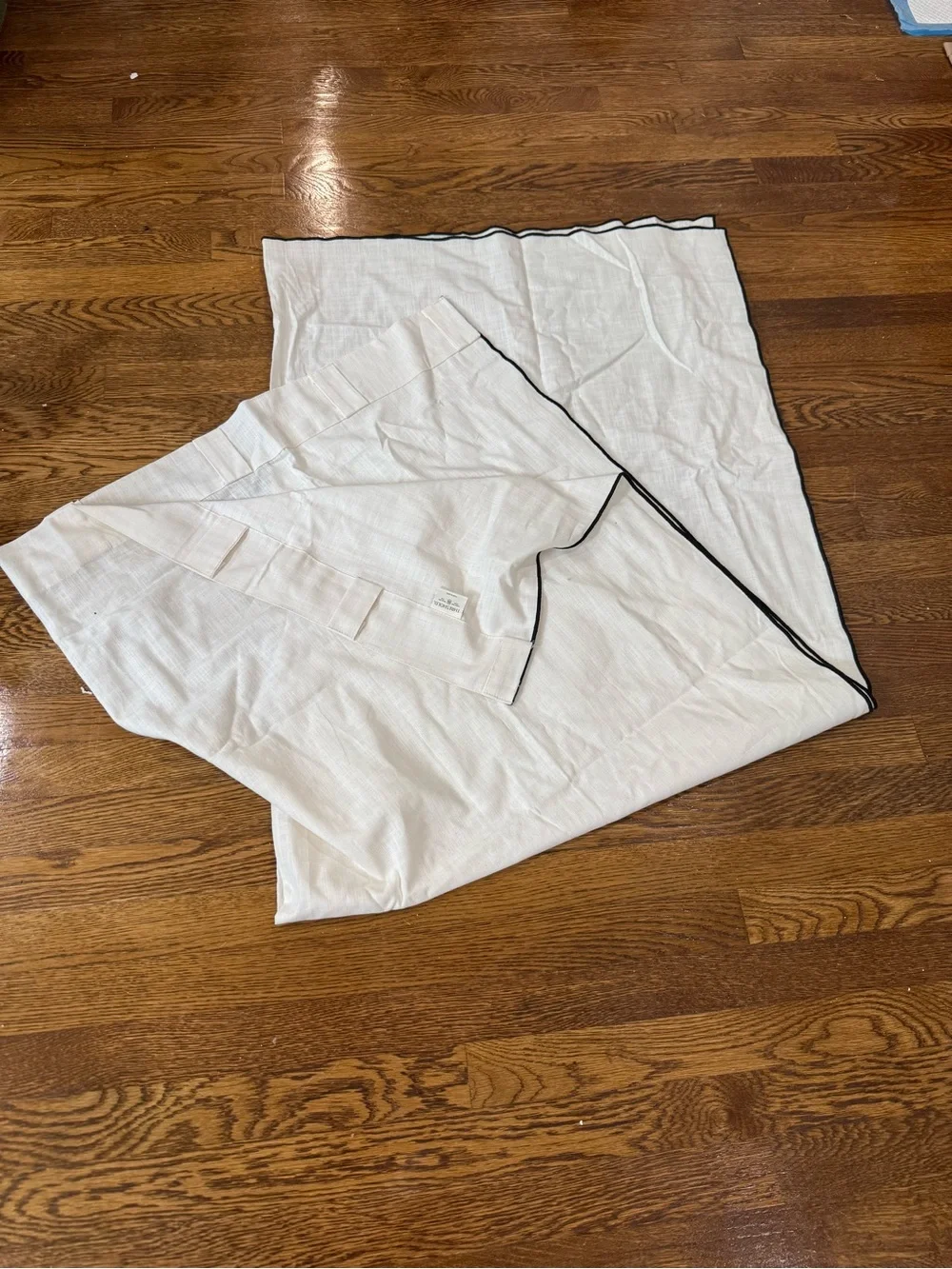 62” Threshold curtain pair white w/black trim